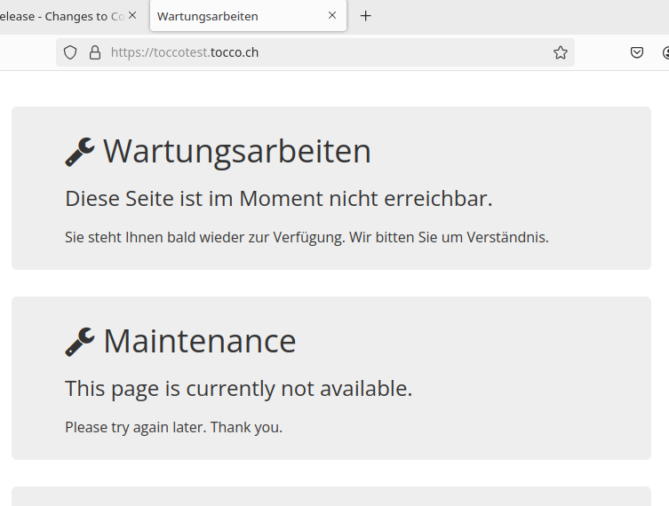 Maintenance page